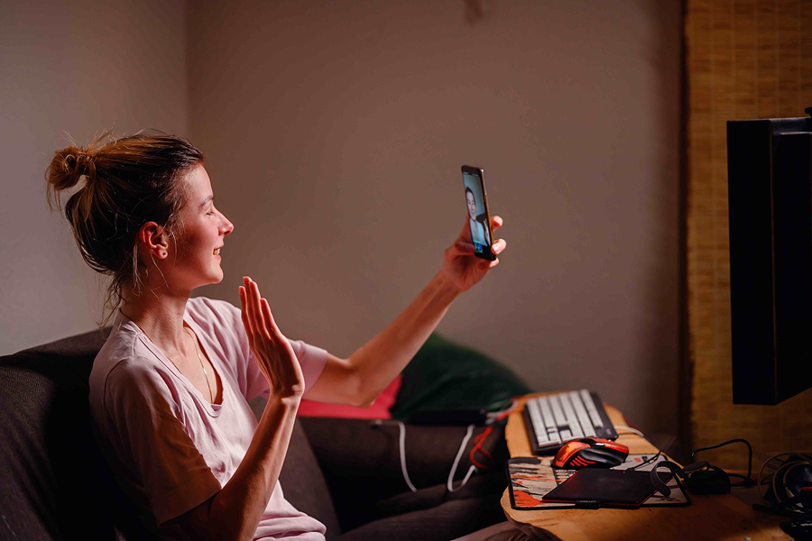 Patient on a video call with the doctor